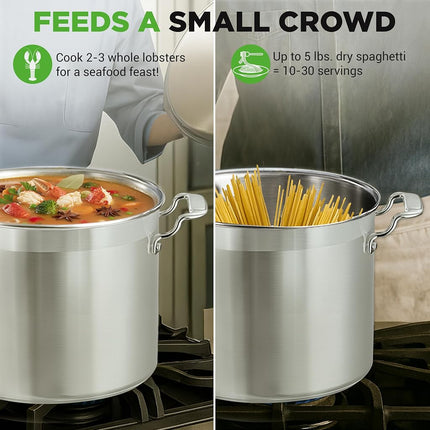 NutriChef-Stainless Steel Stock Pot 14L with Lid, Large Cooking Soup Pot, Heavy Duty Induction Stockpot