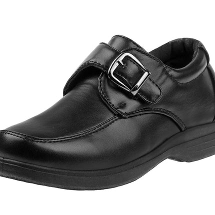 Zapatos de niño French Toast - Mocasines Oxford para uniforme escolar, zapatos de vestir de iglesia, sin cordones de piel sintética (niño pequeño-niño grande) (negro), hebilla negra, 1 US niño grande