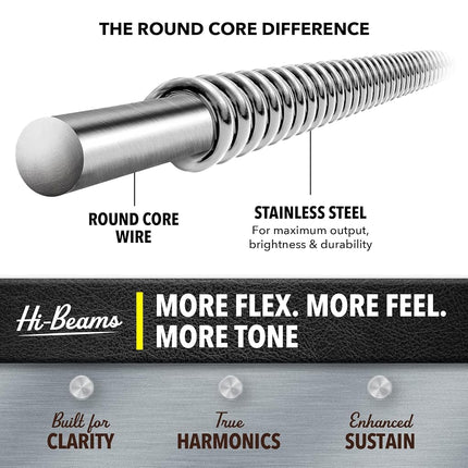 Cuerdas para bajo de 5 cuerdas DR Strings HI-BEAM® Series - Calibre medio 45-125 Escala corta