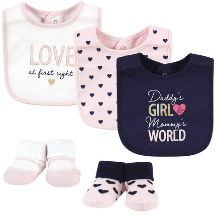 Hudson Baby Unisex Baby Cotton Bib and Sock Set, L