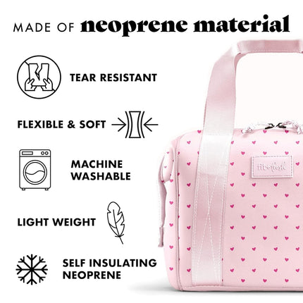 Fit & Fresh - Bolsa de neopreno para almuerzo para mujer, bolsa de almuerzo térmica para el trabajo, lonchera grande resistente a desgarros y manchas para mujer con recipientes y hielo