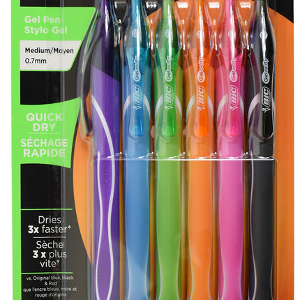 Set of 6 Bic Gel-ocity Pens - 6 Different Colors -