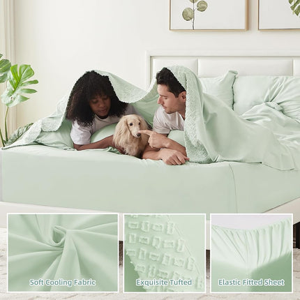 KKN Queen Sheets Set-6 Piece Bedding Sheets & Pillowcases-Luxury Hotel Bed Set for Women & Men - Deep Pockets-Soft&Cooling Sheet -Brushed Microfiber Easy Care& Wrinkle Free Sheets