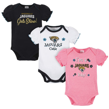 Gerber Baby Girl's NFL 3 Pack Short Sleeve Onesie 