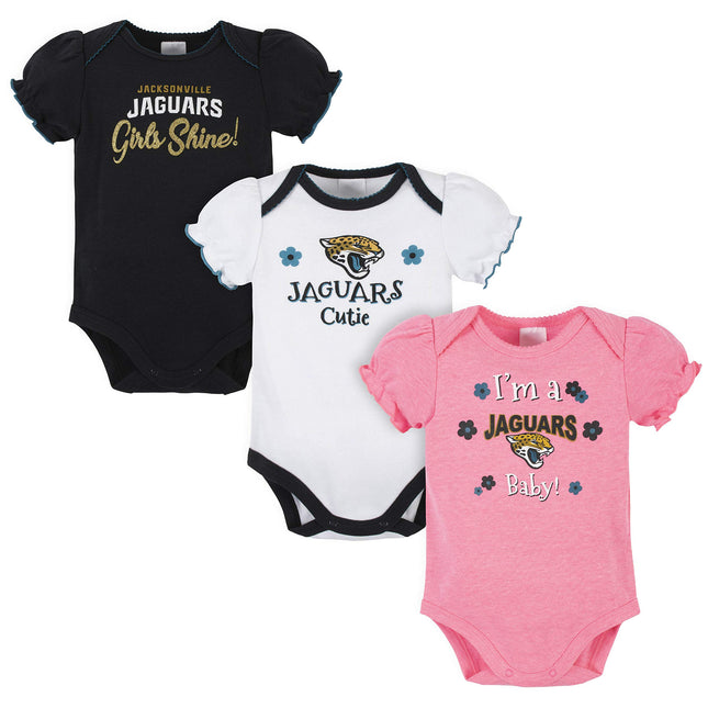 Gerber Baby Girl's NFL 3 Pack Short Sleeve Onesie 