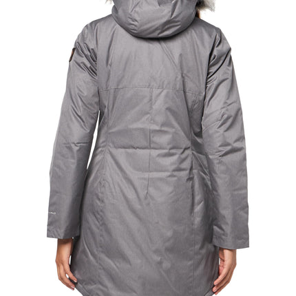 Chaqueta larga acolchada Columbia Suttle Mountain para mujer, gris City, talla S