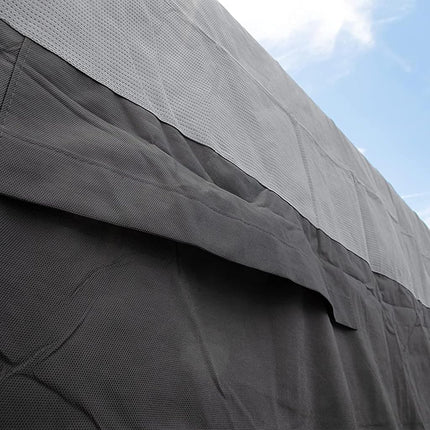 Camco ULTRAGuard 12 to 14' Pop Up RV Camper Cover with Secure Cinching Straps, Zippered Entry Doors, and Covered Air Vents, Gray