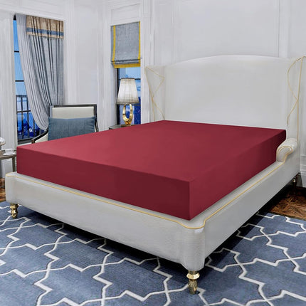 Elegant Comfort Luxurious Wrinkle Resistant 1500 Thread Count Egyptian Quality 1-Piece Fitted Sheet All Around Elastic -Deep Pocket- Ultra Soft Bottom Fitted Sheet, Twin/Twin XL, Burgundy