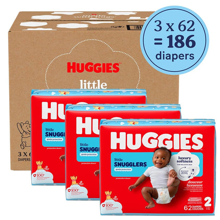 Huggies Little Snugglers Size 2 Baby Diapers, Size 2 (12-18 lbs), Packaging May Vary - 186 Count
