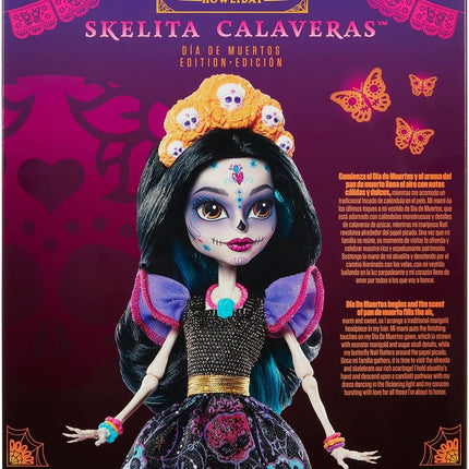 Monster High Doll, Skelita Calaveras Día De Muertos Collectible with Displayable Packaging, Colorful Fashion with Traditional Details