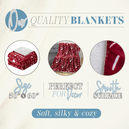 Elegant Comfort Valentines Day Sherpa Fleece Throw Blanket for Couch - Soft and Warm Sherpa Red Heart Blanket Valentine's Day Decor Gifts for Her, 50 x 60 inches, Love You Red Sherpa Throw Blanket