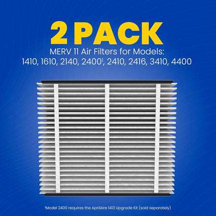 Aprilaire 410 Replacement Filter, Fits 1410, 2410 and 3410 Air Purifier Systems, Pack of 2