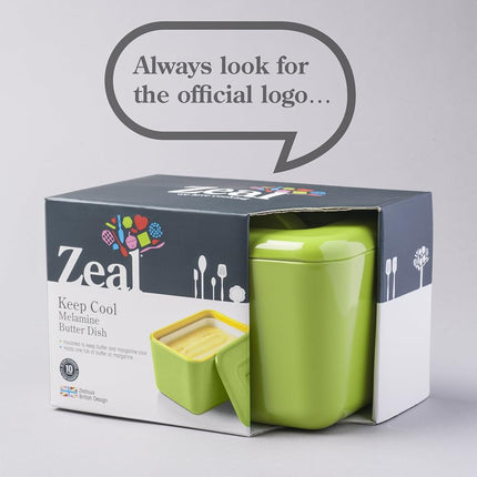 Zeal Insulated Butter Dish, Large 500 Grams Capacity Double Walled Butter Tub/Container with Lid, Melamine - Lime Green
