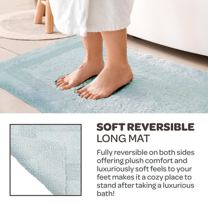 Bedford Home 100 Percent Cotton Reversible Long Bath Rug - Seafoam - 24x60