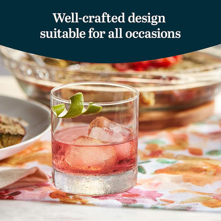 Libbey Heavy Base Rocks Cocktail Glasses Set, Clear Whiskey Glasses Set of 4 with Weighted Base and Simple Lines, 11-Ounce, Reusable, Recyclable, Round, Home, Cocktail Party, Cold Drinks