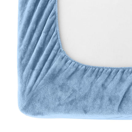 Elegant Comfort Luxuriously Soft 4-Piece Velvet Plush Flannel Sheet Set - Premium Quality - Cozy Warm, Anti-Static, Non Pilling Fuzzy Velvet Flannel Fleece Deep Pocket Sheet Set - Twin XL, Denim Blue