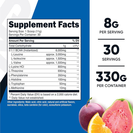 Nutricost EAA Powder 30 Servings - Passion Fruit, Orange, and Guava (POG) - Essential Amino Acids - Non-GMO, Gluten Free, Vegetarian Friendly