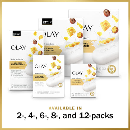 OLAY Outlast Ultra Moisture Jabón en barra de belleza, 22.0 onzas, el empaque puede variar