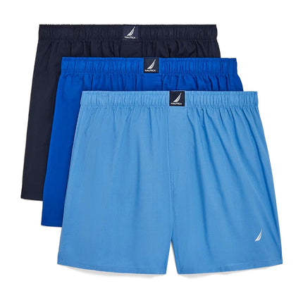 Nautica Men's Classic Cotton 3-Pack Woven Boxer