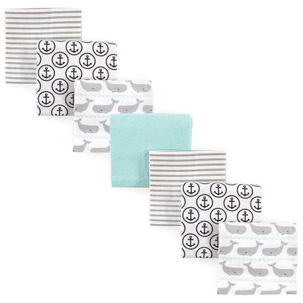 Hudson Baby Couverture en flanelle 7 pièces, Baleine, Taille unique