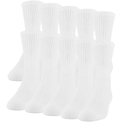 Gildan Mens Cotton Socks, 10 Pair Crew, White, 6-1