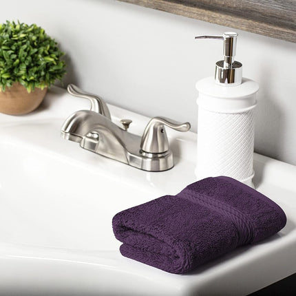 Superior Egyptian Cotton Solid Towel Set, Washcloths 13” x 13”, Hand Towels 20” x 30”, Bath Towels 30” x 55", 800 GSM, Plum, 10-Pieces