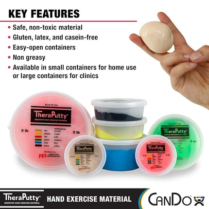 CanDo TheraPutty Standard Hand Exercise Putty For Rehabilitation, Exercises, Hand Therapy, Occupational Therapy, Hand Strengthening, Improve Motor Skills, Stress Relief 3 oz Tan XX-Soft
