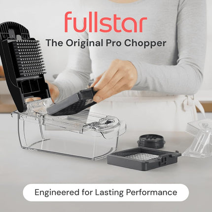 Fullstar Vegetable Chopper - Spiralizer Vegetable Slicer - Onion Chopper with Container - Pro Food Chopper - Slicer Dicer Cutter - (4 in 1, Clear)