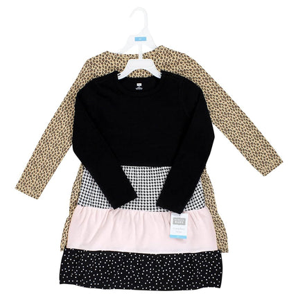 Hudson Baby Baby Girls' Cotton Dresses, Houndstooth Lt Pink, 5T