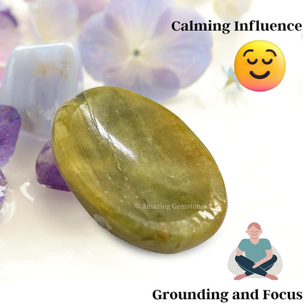 Amazing Gemstone Yellow Aquamarine Worry Stone Crystals and Healing Stones - Worry Stones for Stress Relief Gift - Piedra Crystal Fidget for Meditation, Relaxation - Unique Stocking Stuffers & Birthday Gifts