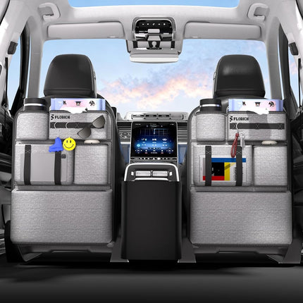 FLORICH 2 PACK Car Backseat Organizer, Large capacity Seat Back Organizer and Storage with 6 Pocket, Kick Mats Back Seat Protector for Kids Universal Fit