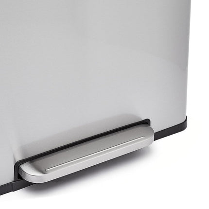 Amazon Basics Rectangular Dual Compartment Recycling Garbage Trash Can, Grey,Silver, 60 Liters
