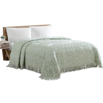 Beatrice Home Fashions Bedspread, Cotton, Sage, Queen
