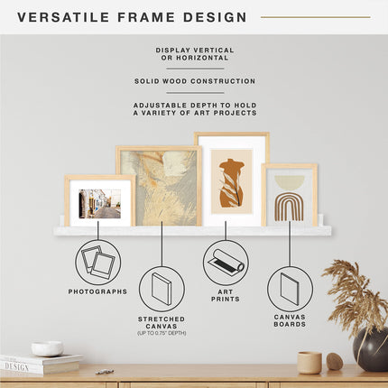 MCS Gallery Wooden Frame for Canvas, Art Boards, Photos and more, Natural, 12x16 with 8x12 Mat