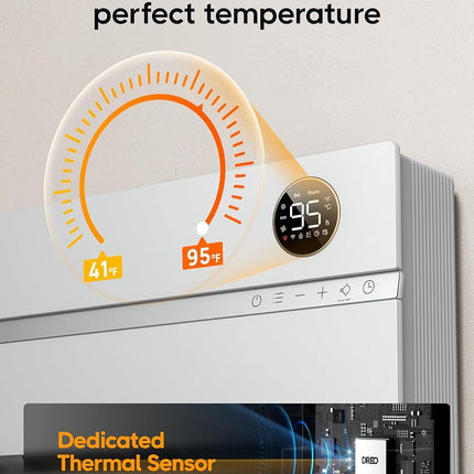 DREO Wall Heater for Bathroom, Smart Space Heaters with ALCI Plug, 1500W, 120� Vertical Oscillation, Adjustable Thermostat, 24H Timer, Easy Installation Electric Heater for Indoor use, Bedroom, Office