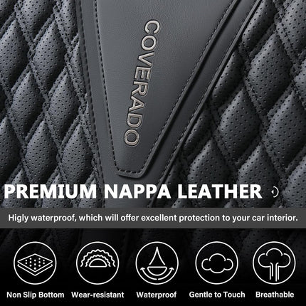 Fundas de Asiento Delantero Coverado, Fundas de Asiento Impermeables, Fundas de Asiento de Coche de Cuero Nappa, 2 Paquetes, Fundas de Asiento Negras para Coche, Protector de Asiento de Coche Universal para la Mayoría de Coches y Camionetas