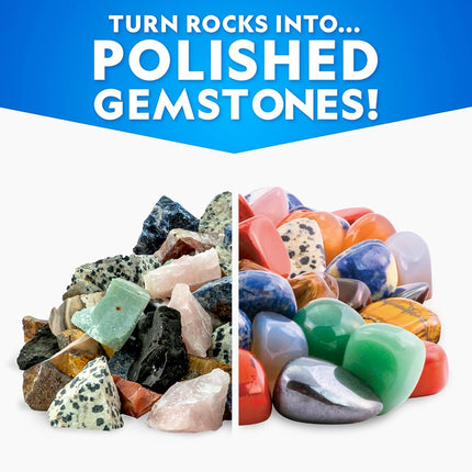 NATIONAL GEOGRAPHIC Rock Tumbler Media – Polisher Kit, 4 Stage Grit and Polish, Ceramic Pellets, GemFoam Foam, 3 lbs Madagascar Rocks, Great for All Polishers