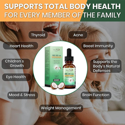 Organic Zinc Sulfate Liquid Supplement in MCT Coconut Oil - NO Preservatives – Pure Ionic Concentrated Mineral Drops - Immune Support Boost for Adults, Teens, Kids - Great Taste -100 Vegan Servings