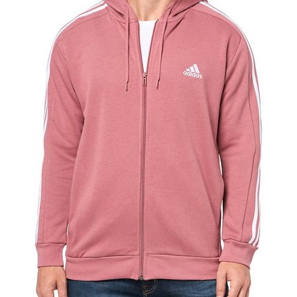 adidas Men's Essentials Fleece 3-Stripes Full-Zip Hoodie, Preloved Crimson, X-Small