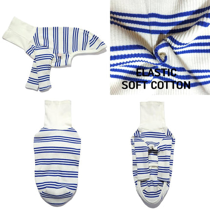 D Doggy Star Italian Greyhound Clothes Flexible T Shirts Whippet for Dogs (XL,Cobalt Stripe)