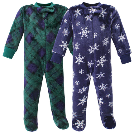 Hudson Baby Baby Plush Sleep and Play, Navy Snowfl