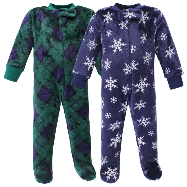 Hudson Baby Baby Plush Sleep and Play, Navy Snowfl