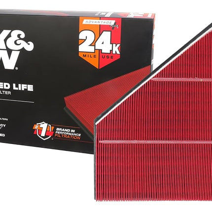K&N Engine Air Filter: Extended Life 24,000 Mile Replacement Air Filter: Compatible with 2013-2019 Chevy/Cadillac (Camaro, ATS, CTS), KNX-2496