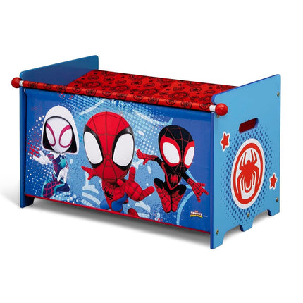 Delta Children Marvel Spidey and His Amazing Friends Toy Box with Retractable Fabric Top, Blue