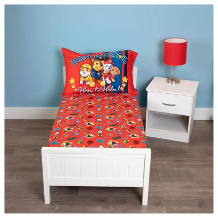 Paw Patrol Toddler Fitted Sheet and Pillow Case Set, Red