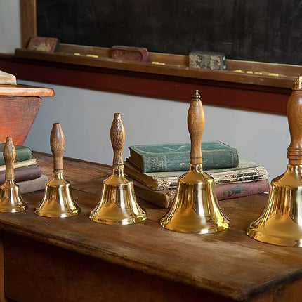 Bevin Bells Solid Brass Hand Bell | 2HB | New England Hardwood Handle | Elegant Hand Call Bell | Noise Makers | Loud Brass Bells | Easy to Grip Handle | Teacher Handheld Bell | Made in CT, USA