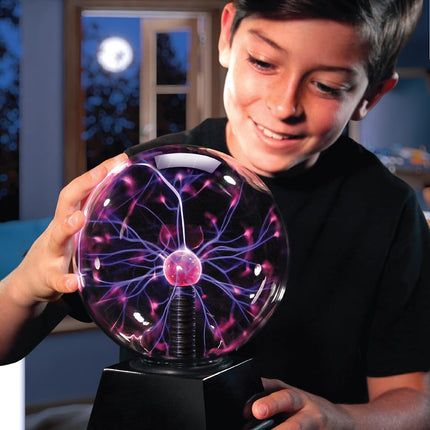 Discovery Kids 6" Plasma Globe Lamp with Interactive Electronic Touch and Sound Sensitive Lightning and Tesla Coil, USB or Battery Power, STEM Lava Lamp Style Light for Desk, Kids Room, and More