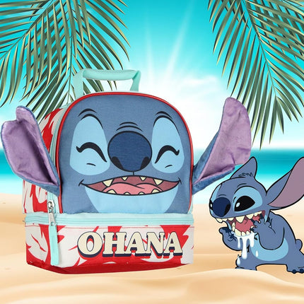 Sac à déjeuner isotherme Disney Lilo et Stitch avec oreilles en velours 3D "Peek-A-Boo" et double compartiment Ohana
