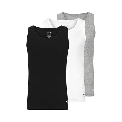 PUMA Men's 3 Pack Ribbed Tank Tops Undershirt, Whi