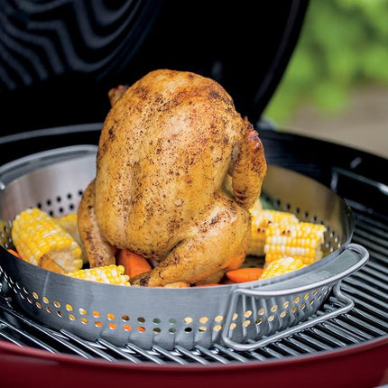 Weber Stainless Steel Poultry Roaster for Gourmet BBQ System - Juicy Grilling of Chicken and Turkey, Dishwasher Safe – Silver (8838)
